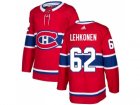 Men Adidas Montreal Canadiens #62 Artturi Lehkonen Red Home Authentic Stitched NHL Jersey