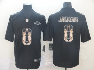 Nike Ravens #8 Lamar Jackson Black Statue Of Liberty Limited Jersey