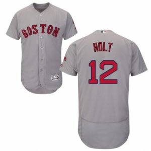 Men\'s Majestic Boston Red Sox #12 Brock Holt Grey Flexbase Authentic Collection MLB Jersey