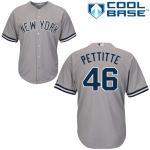 Men\'s Majestic New York Yankees #46 Andy Pettitte Replica Grey Road MLB Jersey