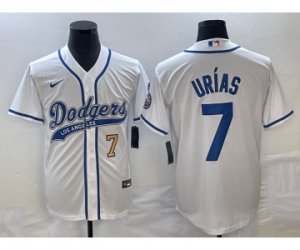 Men\'s Los Angeles Dodgers #7 Julio Urias Number White Cool Base Stitched Baseball Jersey