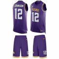 Mens Nike Minnesota Vikings #12 Charles Johnson Limited Purple Tank Top Suit NFL Jersey