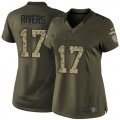 Women Nike San Diego Chargers #17 Philip Rivers Green Salute to Service Jerseys