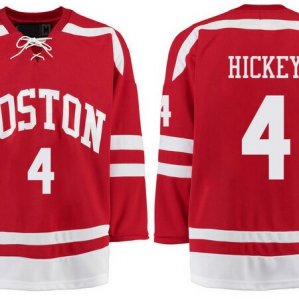 Boston University Terriers BU #4 Brandon Hickey Red Stitched