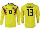 Colombia 13 GONZALEZ Home 2018 FIFA World Cup Long Sleeve Thailand Soccer Jersey