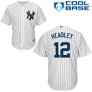 Men\'s Majestic New York Yankees #12 Chase Headley Replica White Home MLB Jersey