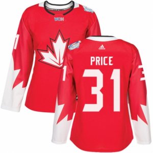 Women\'s Adidas Team Canada #31 Carey Price Premier Red Away 2016 World Cup Hockey Jersey