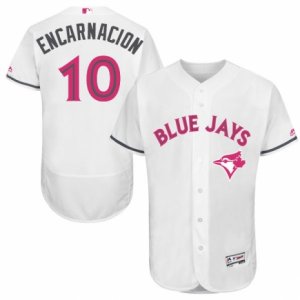 Mens Majestic Toronto Blue Jays #10 Edwin Encarnacion Authentic White 2016 Mothers Day Fashion Flex Base MLB Jersey