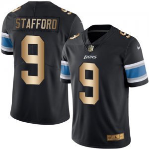 Nike Detroit Lions #9 Matthew Stafford Black Mens Stitched NFL Limited Gold Rush Jersey