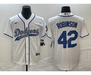 Men\'s Los Angeles Dodgers #42 Jackie Robinson White With Patch Cool Base Stitched Baseball Jersey
