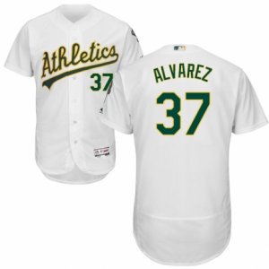 Men\'s Majestic Oakland Athletics #37 Henderson Alvarez White Flexbase Authentic Collection MLB Jersey