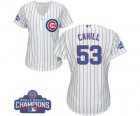 Womens Majestic Chicago Cubs #53 Trevor Cahill Authentic White Home 2016 World Series Champions Cool Base MLB Jersey