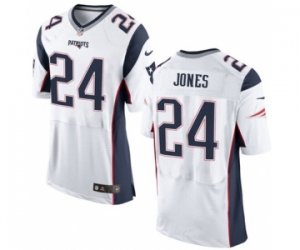 Mens Nike New England Patriots #24 Cyrus Jones Elite White NFL Jersey