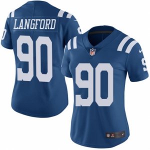 Women\'s Nike Indianapolis Colts #90 Kendall Langford Limited Royal Blue Rush NFL Jersey