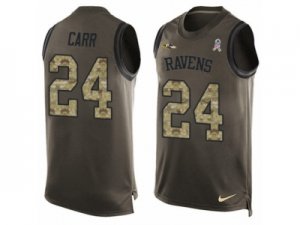 Mens Nike Baltimore Ravens #24 Brandon Carr Limited Green Salute to Service Tank Top NFL Jersey