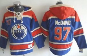 NHL Edmonton Oilers #97 Connor McDavid Light Blue Sawyer Hooded Sweatshirt Stitched Jerseys