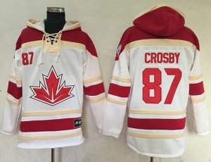 Team CA. #87 Sidney Crosby White Sawyer Hooded Sweatshirt 2016 World Cup Stitched NHL Jersey