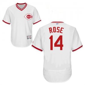 2016 Men Cincinnati Reds #14 Pete Rose White Throwback Flexbase Authentic Collection Jersey