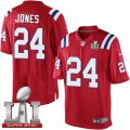 Youth Nike New England Patriots #24 Cyrus Jones Elite Red Alternate Super Bowl LI 51 NFL Jersey