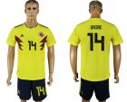 Colombia 14 URIBE Home 2018 FIFA World Cup Soccer Jersey