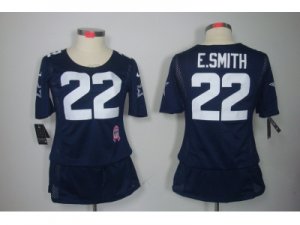 Nike Womens Dallas cowboys #22 E.simth Elite Blue Jerseys[breast Cancer Awareness]