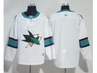 Men Adidas San Jose Sharks Blank White Road Authentic Stitched Custom Jersey