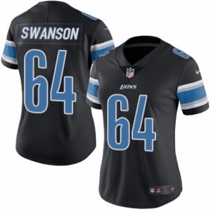 Women\'s Nike Detroit Lions #64 Travis Swanson Limited Black Rush NFL Jersey