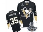 Mens Reebok Pittsburgh Penguins #35 Tom Barrasso Premier Black Home 2017 Stanley Cup Champions NHL Jersey