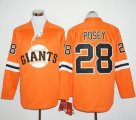 San Francisco Giants #28 Buster Posey Orange Long Sleeve Stitched Baseball Jersey