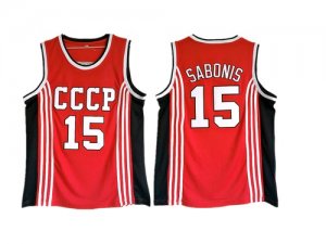 Soviet Union CCCP #15 Arvydas Sabonis Red College Basketball Jersey