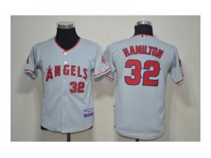 youth mlb jerseys los angeles angels #32 hamilton grey[cool base]