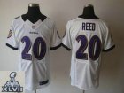 2013 Super Bowl XLVII NEW Baltimore Ravens 20# Ed Reed White (Elite new)