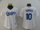Dodgers #10 Justin Turner White Women Cool Base Jersey