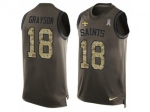 Mens Nike New Orleans Saints #18 Garrett Grayson Limited Green Salute to Service Tank Top NFL Jersey