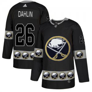 Sabres #26 Rasmus Dahlin Black Team Logos Fashion Adidas Jersey