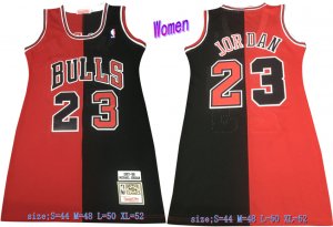 Bulls #23 Michael Jordan Split Black Red Women 1997-98 Hardwood Classics Mesh Jersey