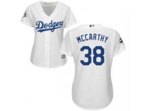 Women Majestic Los Angeles Dodgers #38 Brandon McCarthy Replica White Home 2017 World Series Bound Cool Base MLB Jersey