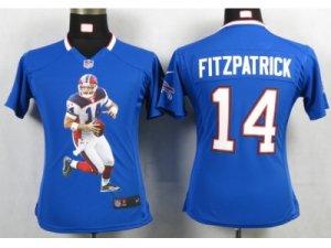 Nike Women Buffalo Bills #14 Fitzpatrick Blue Portrait Fashion Game Jersey