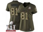 Womens Nike New England Patriots #81 Clay Harbor Limited Green Salute to Service Super Bowl LI 51 NFL Jersey