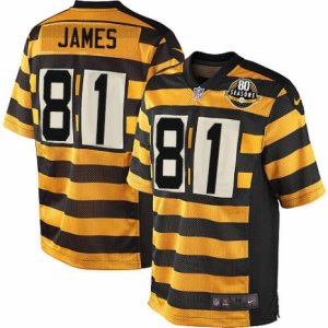 Men\'s Nike Pittsburgh Steelers #81 Jesse James Elite Yellow Black Alternate 80TH Anniversary Throwback NFL Jersey