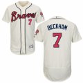 Men's Majestic Atlanta Braves #7 Gordon Beckham Cream Flexbase Authentic Collection MLB Jersey