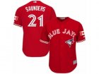 Youth Majestic Toronto Blue Jays #21 Michael Saunders Authentic Red Canada Day MLB Jersey