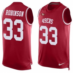 Mens Nike San Francisco 49ers #33 Rashard Robinson Limited Red Player Name & Number Tank Top NFL Jersey