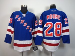 NHL New York Rangers #28 Dominic Moore Blue Home Jerseys