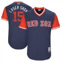 Red Sox #15 Dustin Pedroia Laser Show Majestic Navy 2017 Players Weekend Jersey