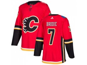 Youth Adidas Calgary Flames #7 TJ Brodie Red Home Authentic Stitched NHL Jersey