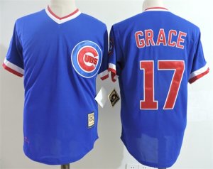 Cubs #17 Mark Grace Blue Cooperstown Collection Cool Base Jersey