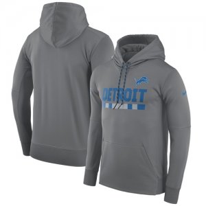 Men\'s Detroit Lions Nike Heathered Gray Sideline Team Name Performance Pullover Hoodie