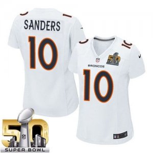 Women Nike Denver Broncos #10 Emmanuel Sanders White Super Bowl 50 Stitched NFL Game Event Jersey