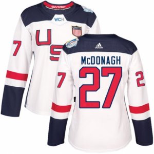 Women\'s Adidas Team USA #27 Ryan McDonagh Authentic White Home 2016 World Cup Hockey Jersey